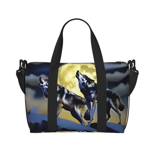 Phayah Two Wolves Whistling At The Moon Weekender Bags For Women, Travel Duffel Bag Overnight Weekend Bag Sports Gym Tote Bag Crossbody Bag von PHAYAH