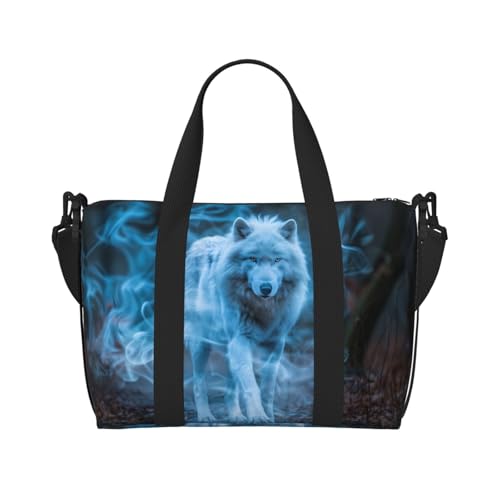 Phayah Walking Wolf Weekender Tasche für Damen, Reisetasche, Übernachtung, Wochenendtasche, Sport, Fitnessstudio, Tragetasche, Crossbody-Tasche von PHAYAH