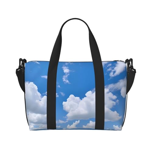 Phayah Weekender-Tasche für Damen, Motiv: Weiße Wolken im Himmel, Reisetasche, Übernachtung, Wochenendtasche, Sport, Fitnessstudio, Tragetasche, Crossbody-Tasche von PHAYAH