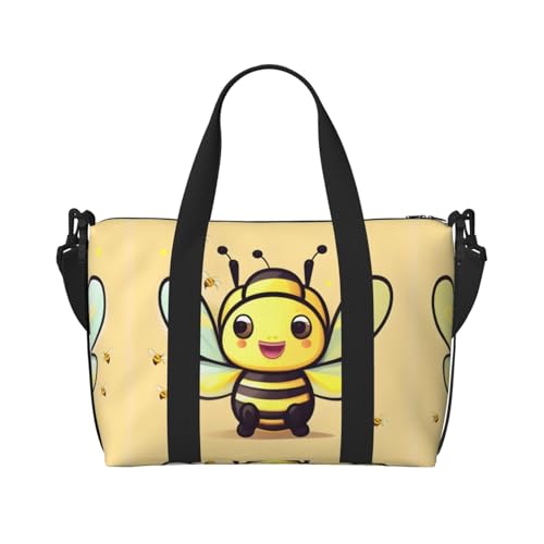 Phayah Yellow Bee Reisetasche, Sporttasche, Turnbeutel, Schultertasche, Wochenendtasche, Übernachtungstasche für Damen, Schwarz, Einheitsgröße von PHAYAH