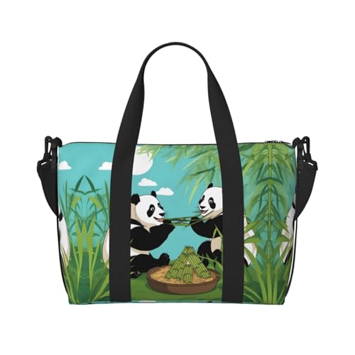 Phayah Zwei süße Big Pandas Weekender Taschen für Frauen, Reisetasche, Übernachtung, Wochenendtasche, Sport, Fitnessstudio, Tragetasche, Crossbody-Tasche von PHAYAH