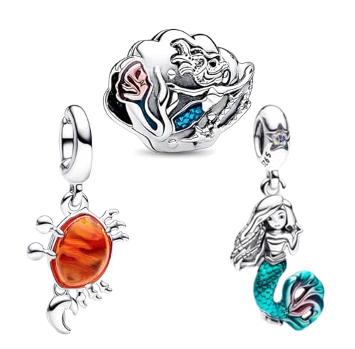 PHCLASY 3-teiliges Set Meerjungfrau Charms Marine Tier Bead Kompatibel Armbänder Halsketten und Europäische Schlange Kette Große Geschenke für Frauen Urlaub Urlaub/Geburtstag von PHCLASY