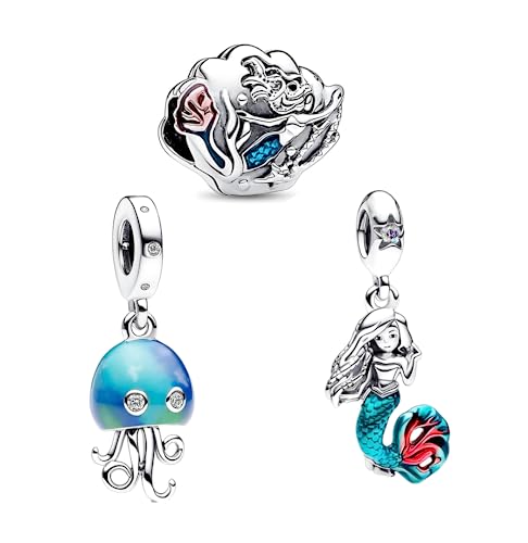 PHCLASY 3-teiliges Set Meerjungfrau Hot Sommer Ozean Tier Charms fit Armbänder Halsketten und europäische Schlange Kette Große Geschenke für Frauen Geburtstag von PHCLASY