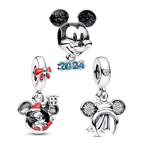 PHCLASY 3in1 Mouse Christmas Charms Kompatibel for Armband und Halskette 925 Sterling Silber Bead Charm Christmas Charms für Damen von PHCLASY