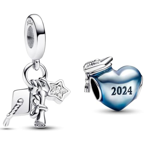 PHCLASY Abschluss 2024 Charms A Bitur kompatibel mit Europäischen Armbändern und Halskette, für Frauen Happy Abschluss Charme von PHCLASY