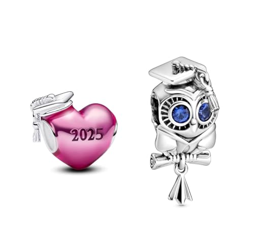 PHCLASY Abschluss Owl and Heart Graduation Cap Charms-Anhänger Kompatibilität für Armband Schulabschluss Charm Women's von PHCLASY