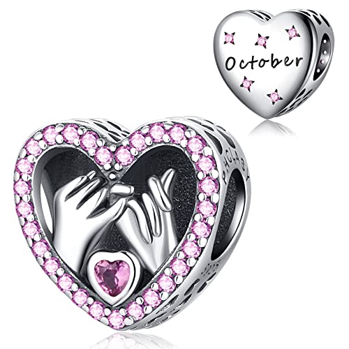 PHCLASY Charms Anhänger Liebe Geburtsstein Bead Charms für Damen Geburtstag Charm Silber 925 Kompatibel mit Armbänder und Halskette,Oktober von PHCLASY