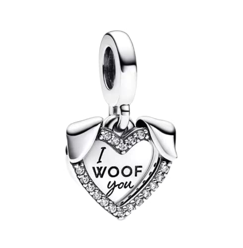 PHCLASY Charms Herz und Hund Doppel Dangle Anhänger 925 Sterling Silber Kompatibel Armband Halskette, Weihnachtsschmuck Geschenk für Frauen von PHCLASY