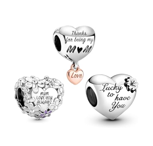 PHCLASY Danke Mom Set Charm Kompatibel für Armbänder Halsketten und europäische Schlange für Frauen Muttertag Schmuck Geschenk von PHCLASY