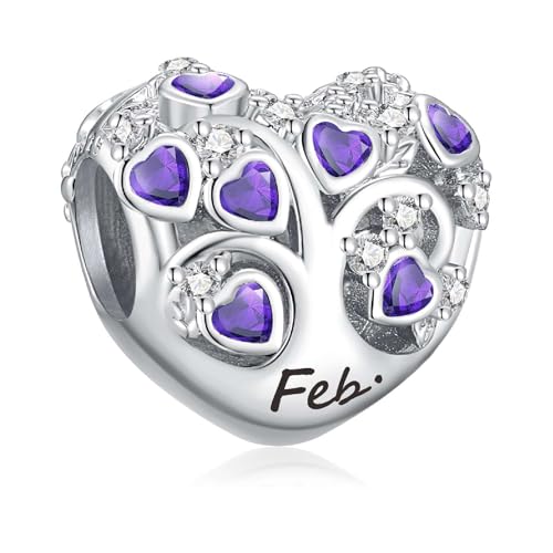 PHCLASY Februar Geburtsstein Charm Compatible with Pandora Armband Geburtstag für Damen von PHCLASY