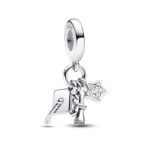 PHCLASY Schulabschluss 2024 Charms Graduation Hat and Stars kompatibel mit Europäischen Armbändern und Halskette, für Frauen Happy Abschluss Charme von PHCLASY