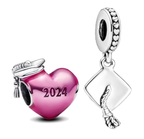 PHCLASY Schulabschluss 2024 Charms kompatibel mit Europäischen Armbändern und Halskette, für Frauen Happy Abschluss Charme von PHCLASY