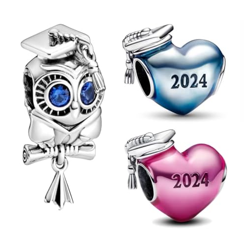 PHCLASY Schulabschluss 2024 Charms kompatibel mit Europäischen Armbändern und Halskette, für Frauen Happy Abschluss Charme von PHCLASY