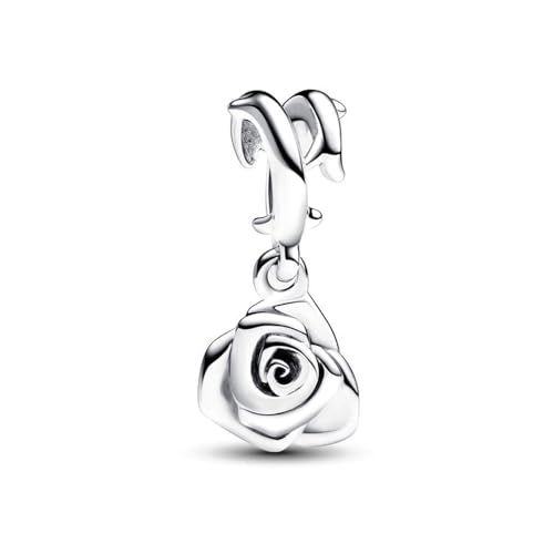PHCLASY Sparkling Rose in Bloom Charm-Anhänger aus Sterling Silber Bead Pendant Kompatibel für Armbändern für Damen Frauen von PHCLASY