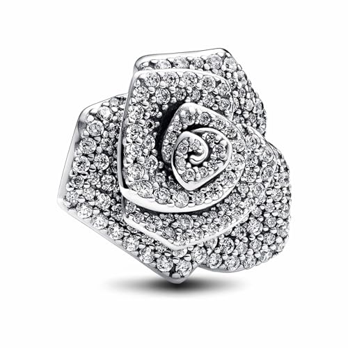PHCLASY Sparkling Rose in Bloom Oversized Charm-Anhänger aus Sterling Silber Bead Pendant Kompatibel für Armbändern PHCLASY Sparkling Rose in Bloom Oversized Charm-Anhänger aus Sterling Silber Bead Pendant Kompatibel für Armbändern von PHCLASY