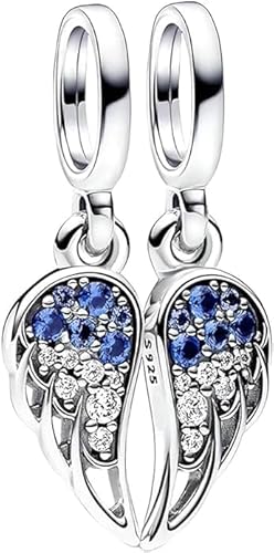 PHCLASY Sparkling Splitable Engel Flügel Dangle Charms Kompatibel for Armband und Halskette 925 Sterling Silber Bead Charm Christmas Charms für Damen von PHCLASY