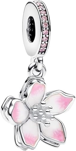 PHCLASY Rosa Kirschblüten Charm-Anhänger aus Sterling Silber Bead Pendant Kompatibel für Armbändern Bead Charm für Damen Weihnachtszeit PHCLASY Rosa Kirschblüten Charm-Anhänger aus Sterling Silber Bead Pendant Kompatibel für Armbändern Bead Charm für Damen Weihnachtszeit von PHCLASY