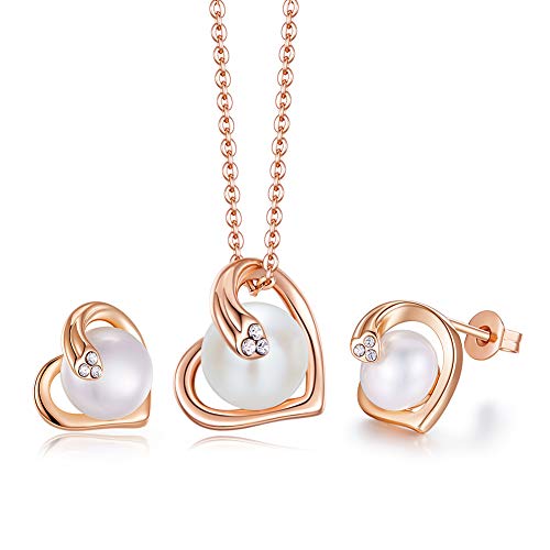 PHENIOTACE Perlenschmuck-Set Damen Perlen Ohrstecker Herz und Süßwasserperlen Herzförmige Kette Geschenk 01868 PHENIOTACE Perlenschmuck-Set Damen Perlen Ohrstecker Herz und Süßwasserperlen Herzförmige Kette Geschenk 01868 von PHENIOTACE