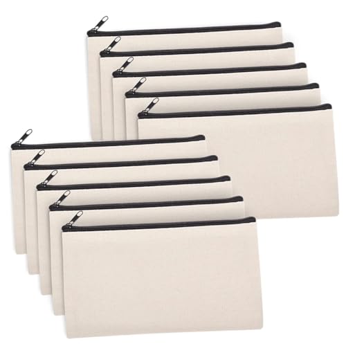 PHENOFICE 10stücke DIY Blanko Federmäppchen Sublimationsfähige Kosmetiktasche Handliche Reise Toilettentasche Zum Bemalen Und Gestalten Kreative Basteltaschen Für Frauen Und Mädchen von PHENOFICE