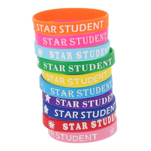 PHENOFICE 10 Stück Teiliges Bunte Silikonarmbänder für Komfortable Weiche Star Student Belohnungsarmbänder Farbenfrohe Schülerarmbänder für Klassenzimmer und Schulaktivitäten von PHENOFICE
