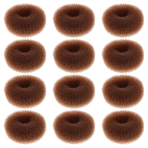 PHENOFICE 12 Stück kleine Haar-Donut-Dutt-Maker, Chignon-Donut-Sockenformen, Dutt-Maker-Werkzeug für Mädchen und Kinder, Haar-Accessoires für die Ballettschule von PHENOFICE