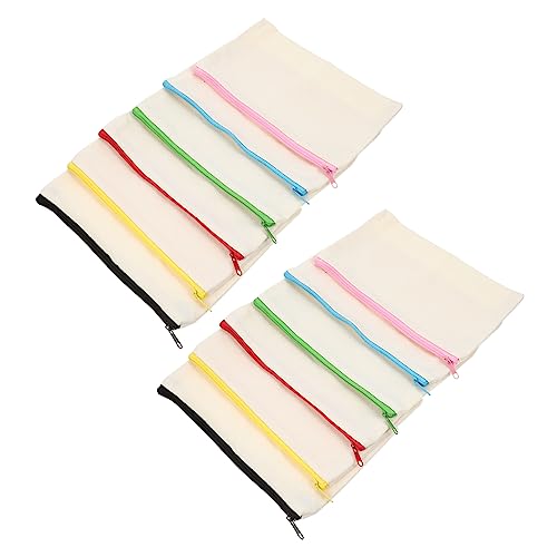PHENOFICE Kosmetiktasche Aus Canvas Mit Reißverschluss 12 Stück Leere DIY-basteltaschen Zum Aufbewahren Von Kosmetika Und Kleinen Gegenständen von PHENOFICE
