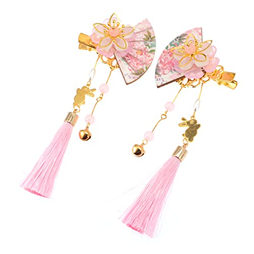 PHENOFICE 2 Stück Japanische Haarnadeln mit Zarten Blumen Dekorative Quasten Haarspangen Langlebiger Haarschmuck für Damen und Mädchen Leicht und Komfortabel Teiliges Rosa von PHENOFICE