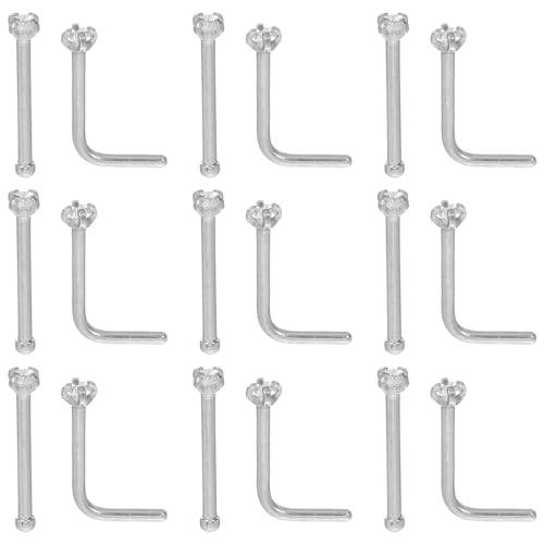 PHENOFICE 20 Stück L-förmige Nasenringe – Nasenstecker aus Edelstahl für Damen und Herren, Funkelnde Ohrstecker, Piercing-Körperschmuck von PHENOFICE