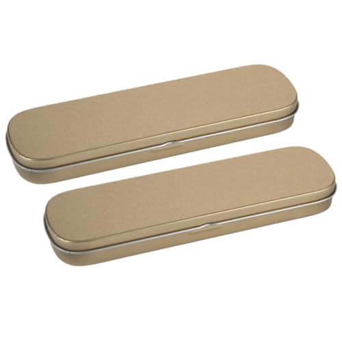 PHENOFICE 2stücke Stiftebox Aufbewahrung Für Studenten Mit Goldfarbenem Äußeren Bleistifttasche Aus Eisen Für Stifte Lagerung Kompakt Und Praktisch von PHENOFICE