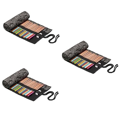 PHENOFICE 3stücke Kreativer Slots Canvas Stifte-roll-mäppchen Mit Großem Fassungsvermögen Tragbar Für Zeichnen Und Malen Elegantes Design Für Künstler Und Schüler Muster von PHENOFICE