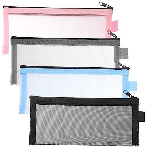 PHENOFICE 4stücke Mesh Federmäppchen Transparent Multifunktionale Stiftetui Für Schule Büro Und Reisen Für Stifte Marker Und Zubehör von PHENOFICE