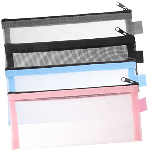 PHENOFICE 4 Stück Transparentes Federmäppchen Aus Netzstoff, Durchsichtige Federtasche, Kleine Federtasche, Tragbare Federtasche, Multifunktionale Federtasche, Verschleißfeste Federtasche, von PHENOFICE