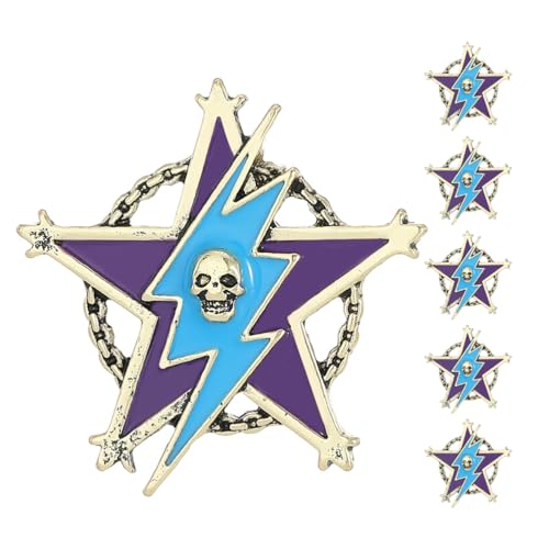 PHENOFICE 6-teilige -Brosche für Herren – Retro-Anstecknadel mit fünfzackigem Stern für Anzüge, Jacken und Rucksäcke – Vintage-Metallabzeichen passend für Halloween-Kostüme von PHENOFICE