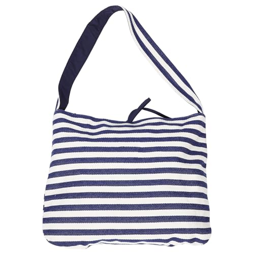 PHENOFICE Große gestreifte Tragetasche, Schulter- und Umhängetasche, wiederverwendbare Einkaufstasche für Frauen, Arbeits-, Einkaufs- und Strandutensilien von PHENOFICE