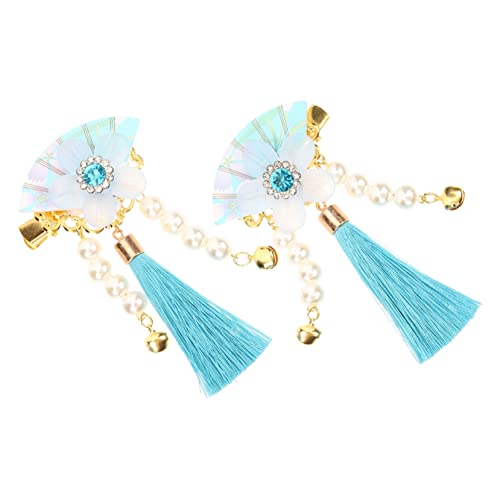 PHENOFICE Japanische Quasten Haarspangen mit Blüten und Glocken Leichtes Damen Haaraccessoire im Kimono Stil Dekorative Haarklammern für Fotoshootings Partys und Alltagsmode Blau von PHENOFICE
