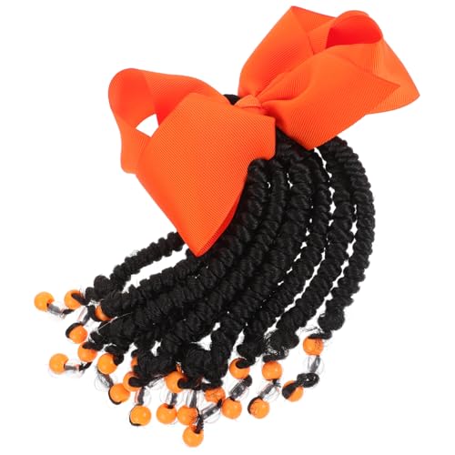 PHENOFICE Haarschmuck Für Junge Mädchen Geflochtene Ponytail Haarverlängerung Mit Schleife Und Perlen in Orange Stilvolle Und Vielseitige Haarteile Für Mädchen Einfach Zu Tragen Für Alltag u von PHENOFICE