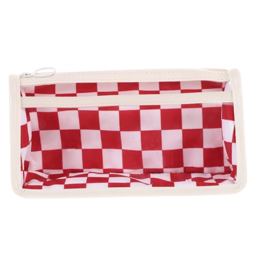 PHENOFICE Pencil Bag Rot Und Weiß Großer PVC-Organizer Für Stifte Und Make-up Praktische Und Dekorative Aufbewahrungslösung Für Schule Und Alltag von PHENOFICE