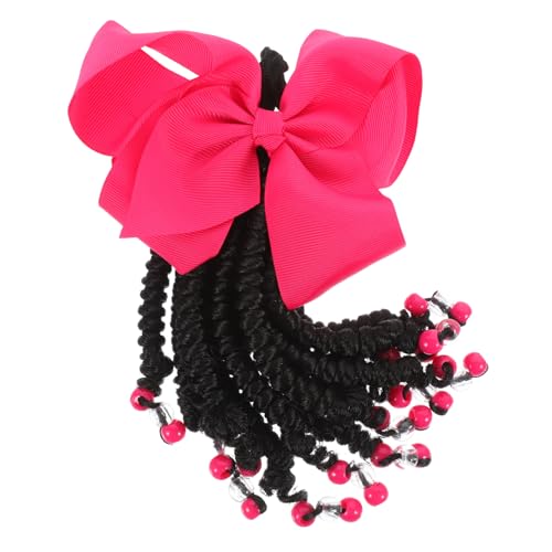 PHENOFICE Braided Ponytail Extension Mit Schleifen-design Für Mädchen Synthetische Haarsträhne Mit Perlen Einfache Anwendung Für Partys Cosplay Und Alltag Rosa von PHENOFICE