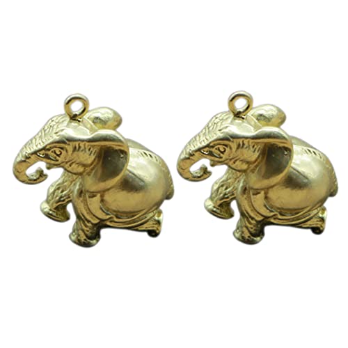 PHENOFICE Schlüsselanhänger Ebene Anhänger Aus Messing Mit Elefant Metallfigur Für Handtasche Auto Schlüsselbund 2 Stück von PHENOFICE
