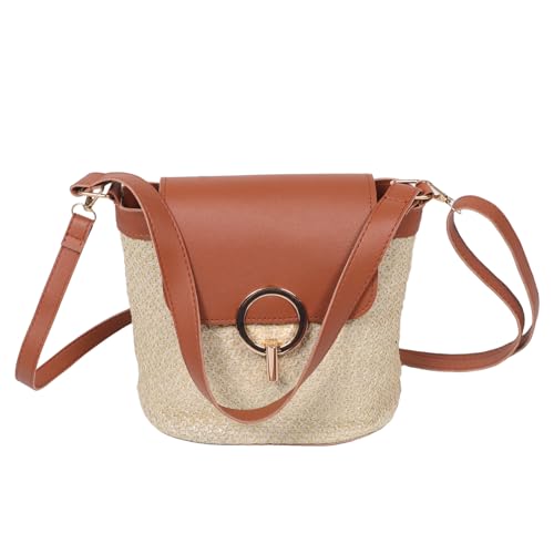 PHENOFICE Stroh-Handytasche für Damen – Crossbody-Strandtasche – handgewebte Sommer-Umhängetasche – modisch und funktional für Reisen und urbane Abenteuer von PHENOFICE