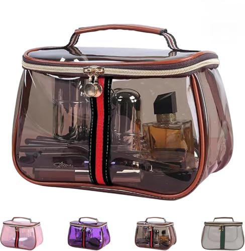 Neue Retro-Kosmetiktasche, große Make-up-Aufbewahrungstasche für Damen, tragbare Hautpflege-Aufbewahrungsbox, transparent und wasserdicht, stilvoll und schlicht von PHFDQKG