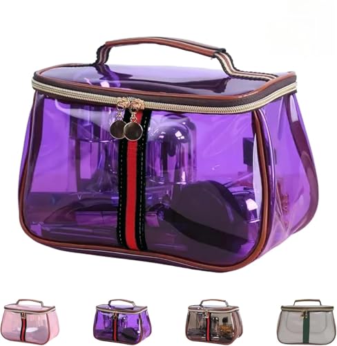 Neue Retro-Kosmetiktasche, große Make-up-Aufbewahrungstasche für Damen, tragbare Hautpflege-Aufbewahrungsbox, transparent und wasserdicht, stilvoll und schlicht von PHFDQKG