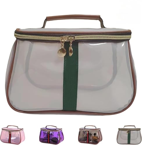 Neue Retro-Kosmetiktasche, große Make-up-Aufbewahrungstasche für Damen, tragbare Hautpflege-Aufbewahrungsbox, transparent und wasserdicht, stilvoll und schlicht von PHFDQKG