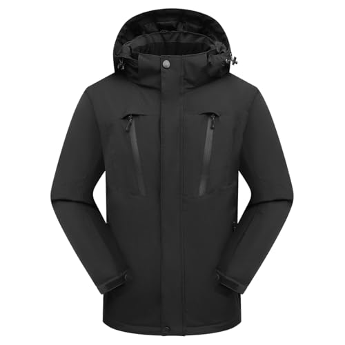 PHIBEE Damen Wasserdicht Warm Skijacke Winter Winddicht Schneemantel Kapuze Regenjacke, Schwarz, XX-Large PHIBEE Damen Wasserdicht Warm Skijacke Winter Winddicht Schneemantel Kapuze Regenjacke, Schwarz, XX-Large von PHIBEE
