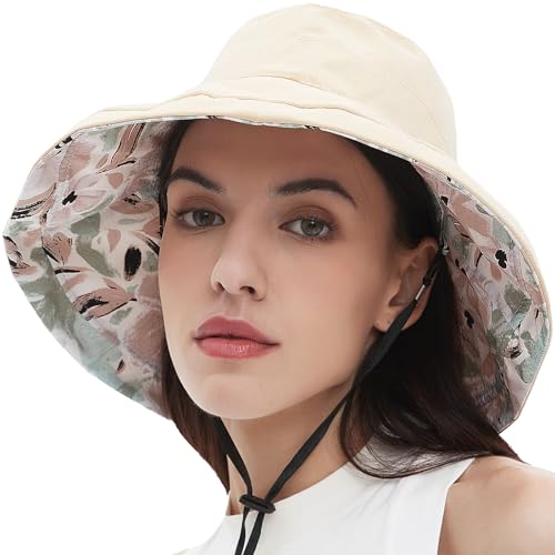 PHILIGHTS Sonnenhut für Damen, 100% Baumwolle, breite Krempe, Gartenarbeit, Fischerhut, Reise, Sonnenschutz, verstaubar, Strandhut, Faltbare Krempe, Beige und Blume, 5 PHILIGHTS Sonnenhut für Damen, 100% Baumwolle, breite Krempe, Gartenarbeit, Fischerhut, Reise, Sonnenschutz, verstaubar, Strandhut, Faltbare Krempe, Beige und Blume, 5 von PHILIGHTS