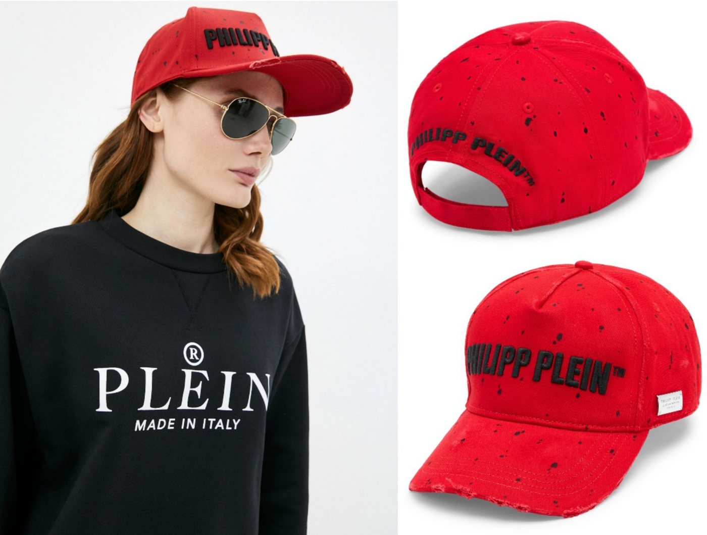 PHILIPP PLEIN Baseball Cap Philipp Plein Painted Logo Patch Baseballcap Hut Baseball Cap Kappe Ha von PHILIPP PLEIN