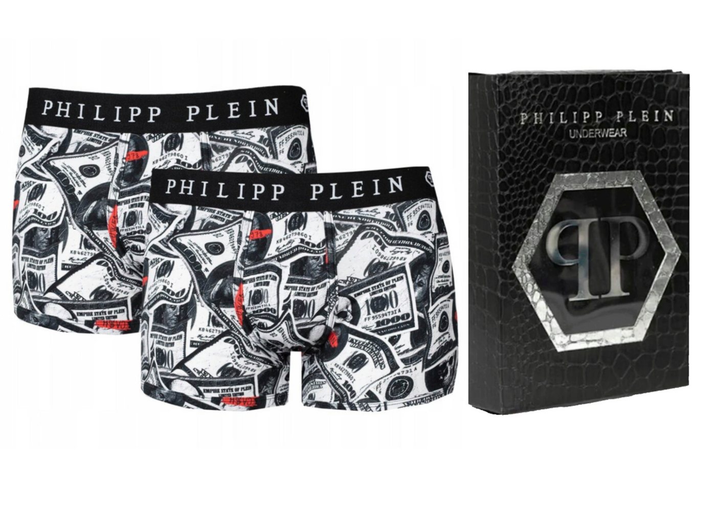 PHILIPP PLEIN Boxershorts Herren Unterwäsche 2er Pack Dollar Boxer Hose Rock’n’Roll trifft auf High-End-Komfort von PHILIPP PLEIN