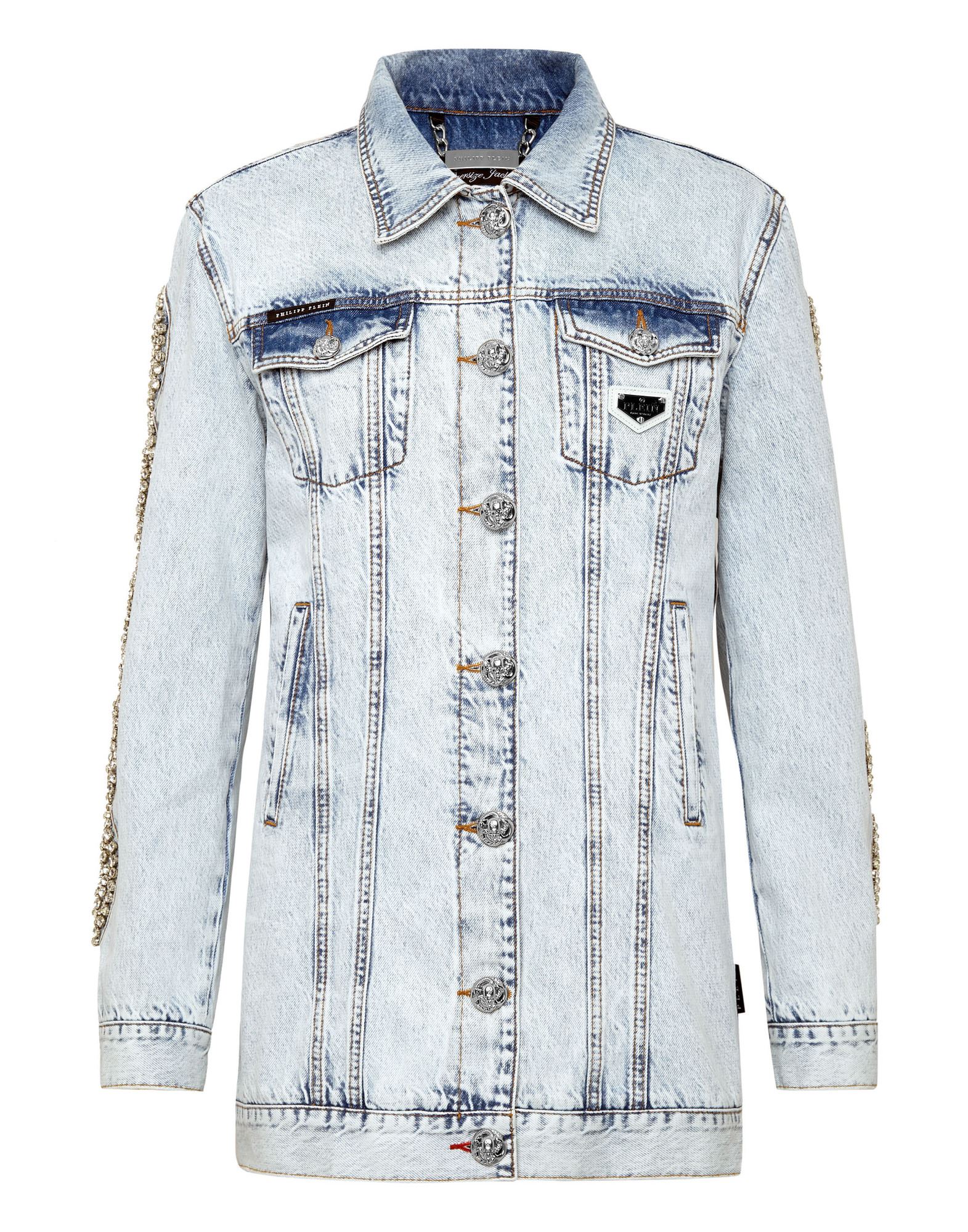 PHILIPP PLEIN Jeansjacke/-mantel Damen Hellblau von PHILIPP PLEIN