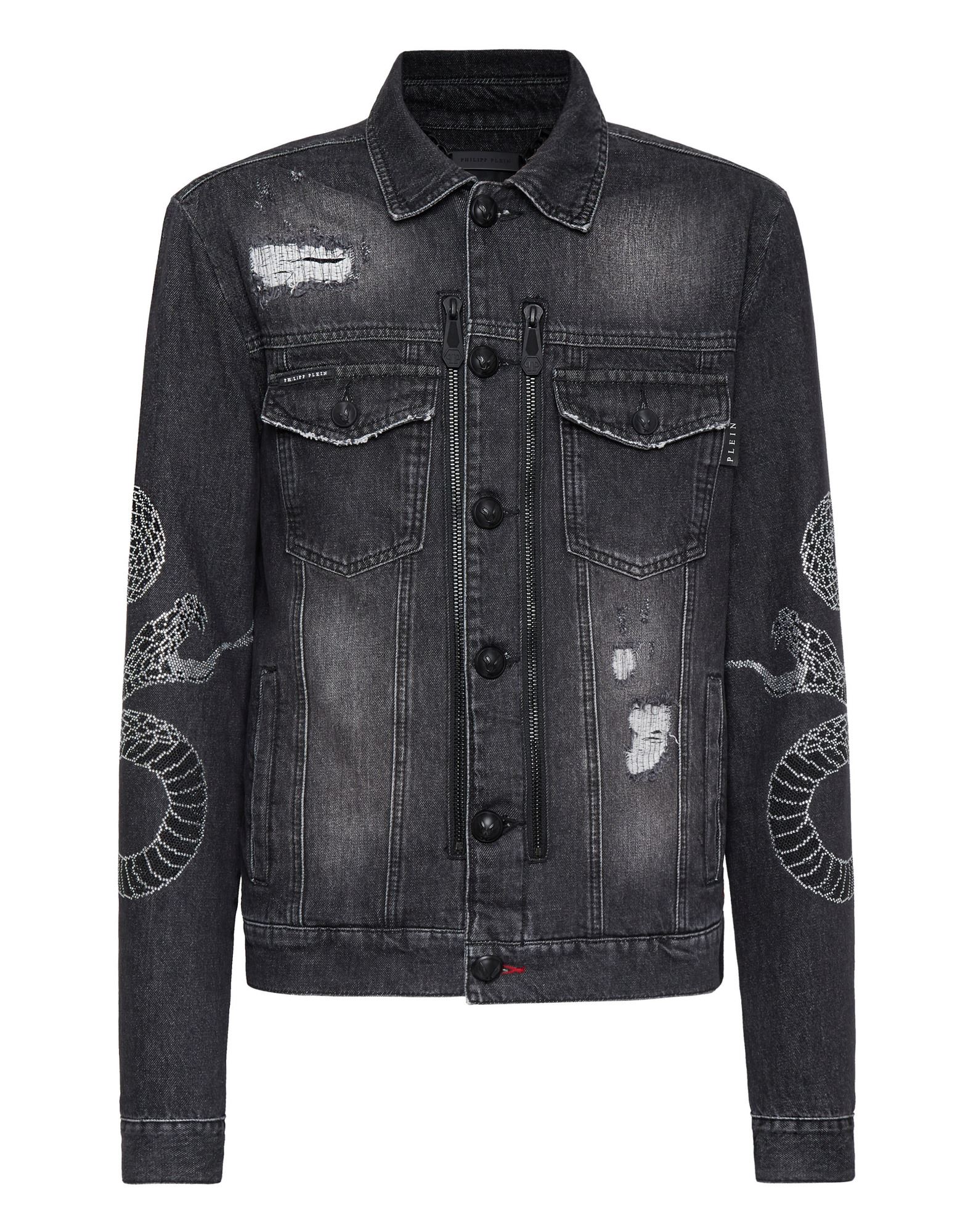 PHILIPP PLEIN Jeansjacke/-mantel Herren Schwarz von PHILIPP PLEIN