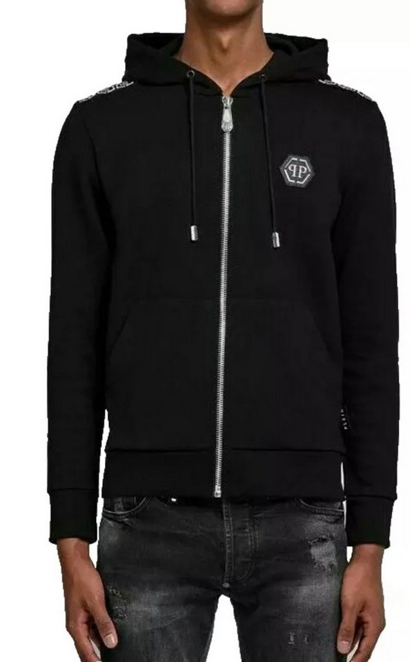 PHILIPP PLEIN Kapuzensweatjacke Sweatjacke Kapuzensweatjacke Jacke Sweatshirt Hoodie Sweater Pullover Mit Kängurutasche und einem markanten Bandstreifen. von PHILIPP PLEIN